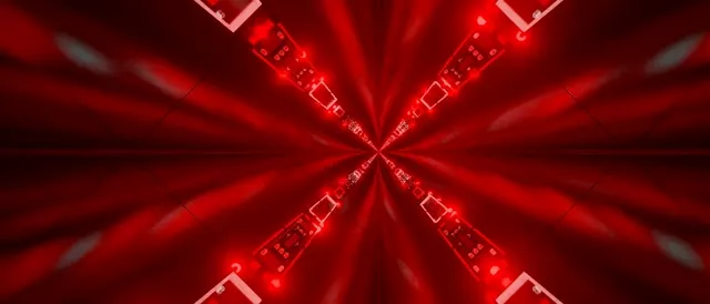 Red Neon Tunnel X-Cross Burst VJ Loop 21:9 Ultrawide 60fps Screensaver