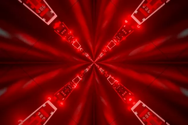 Red Neon Tunnel X-Cross Burst VJ Loop 3:2 Surface 60fps Screensaver