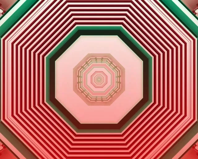 Tunnel ya Neon Nyekundu Octagon Hifadhi ya Skrini 5:4 viwandani 60fps VJ Loop