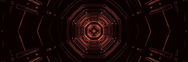 Rode Achthoek Neon Tunnel VJLoops 3:1 Drievoudig Breed 60fps Schermbeveiliging