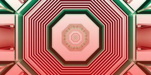 Terowongan Neon Oktagon Merah Screensaver 2:1 Univisium 60fps VJ Loop