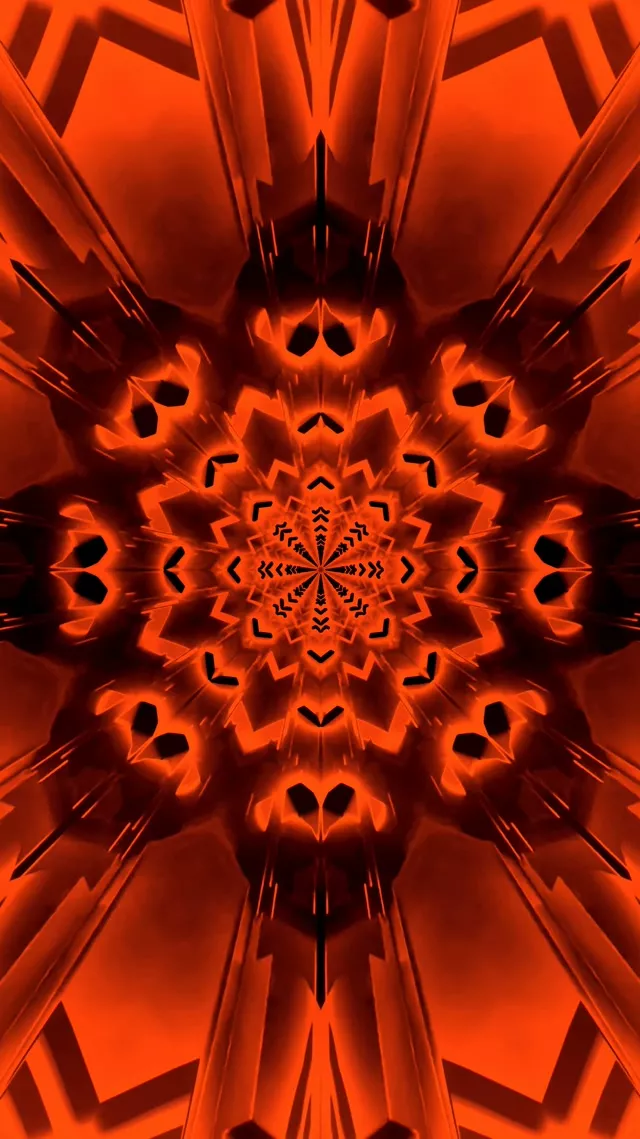 빨간색 주황색 네온 터널 만다라 화면보호기 60fps 9:16 릴스 VJ Loop