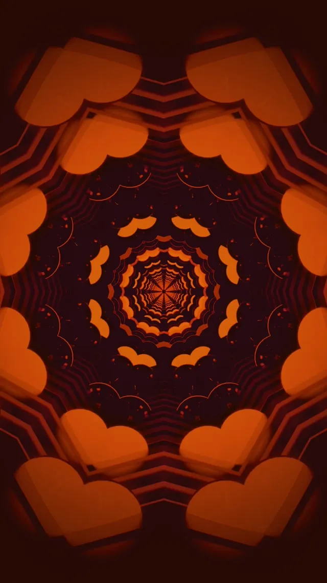 Neon Tunnel Orange Scallop Vortex Vj Loop 9:16 Reels 60fps Screensaver