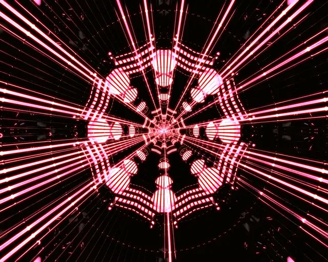 Neon Tunnel Red Spider Web Vortex VJ Loop 5:4 industrial 60fps Screensaver