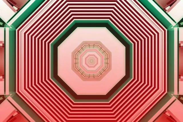 Tunnel Néon Octogone Rouge Rose Économiseur d'écran 3:2 Surface 60fps VJLoops