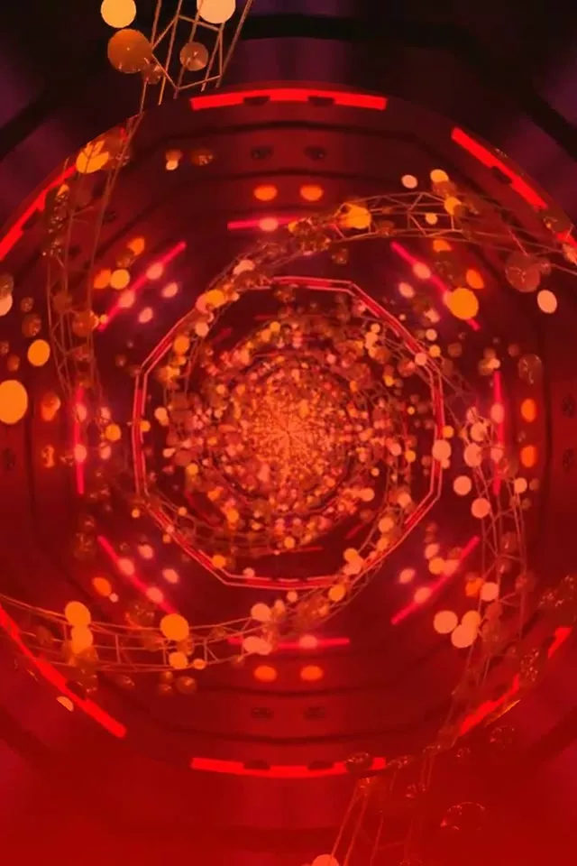 Red pulsating sphere neon tunnel 9:16 screensaver 60fps vj loop
