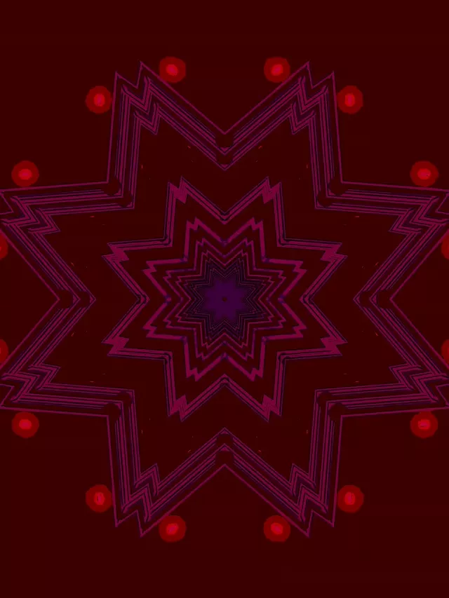 Neon Tunnel Rød Stjerne Kaleidoskop Vj Loop 3:4 iPad Portræt 60fps Pauseskærm
