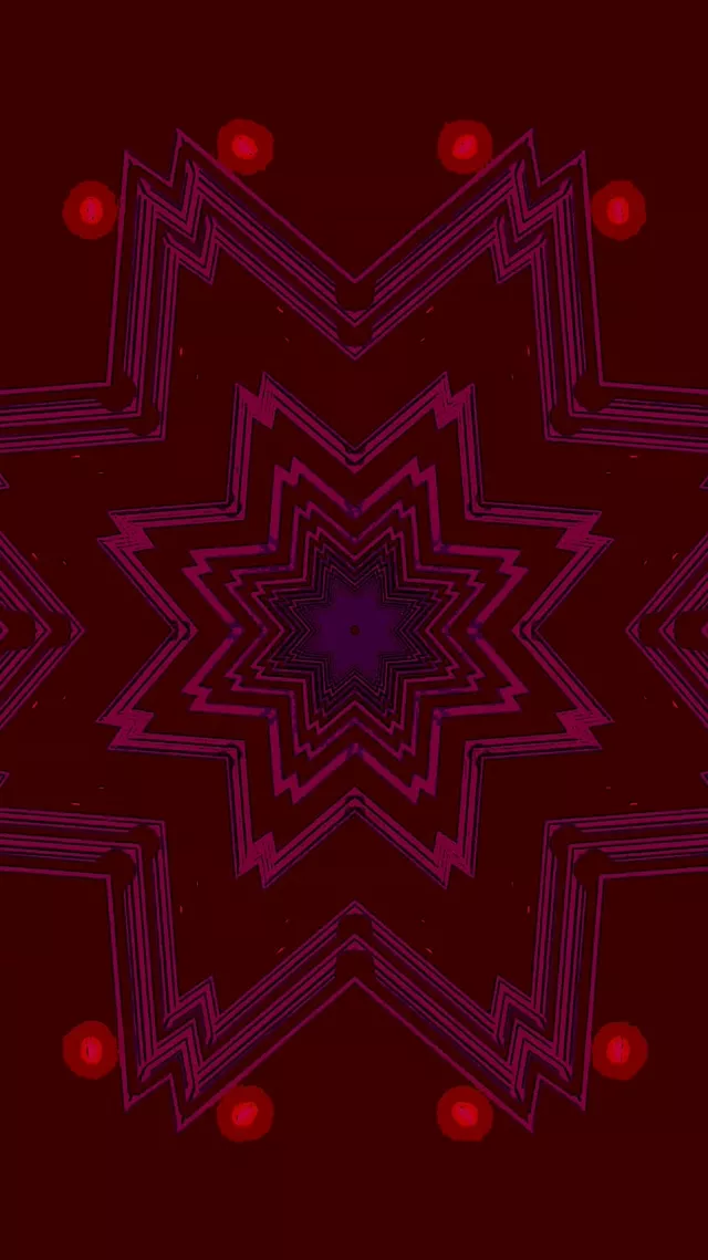 Neon Tunnel Red Star Kaleidoscope Vj Loop 9:16 Reels 60fps Screensaver