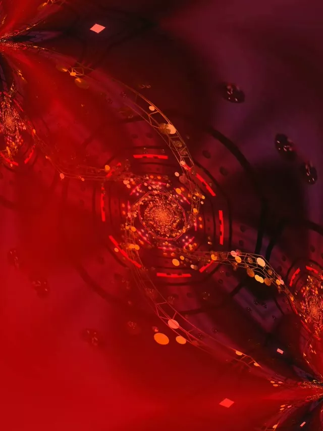 Red spiraling neon tunnel vortex 3:4 iPad portrait 60fps screensaver VJ loop