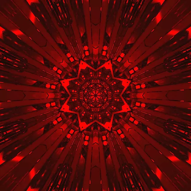 Raudona Žvaigždė Neon Tunelis Užsklanda 1:1 Kvadratas 60fps VJ Loop PC Nešiojamasis