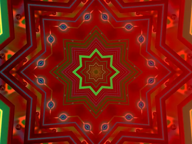 Sarkana Zvaigzne Neon Tunelis Ekrānsaudzētājs 4:3 Classic 60fps VJ Loop PC