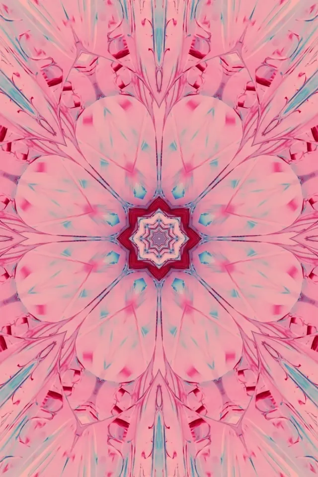 Rožnat Cvetni Kaleidoskop Neonski Tunel Ohranjevalnik zaslona 2:3 Foto Pokončno 60fps VJLoops