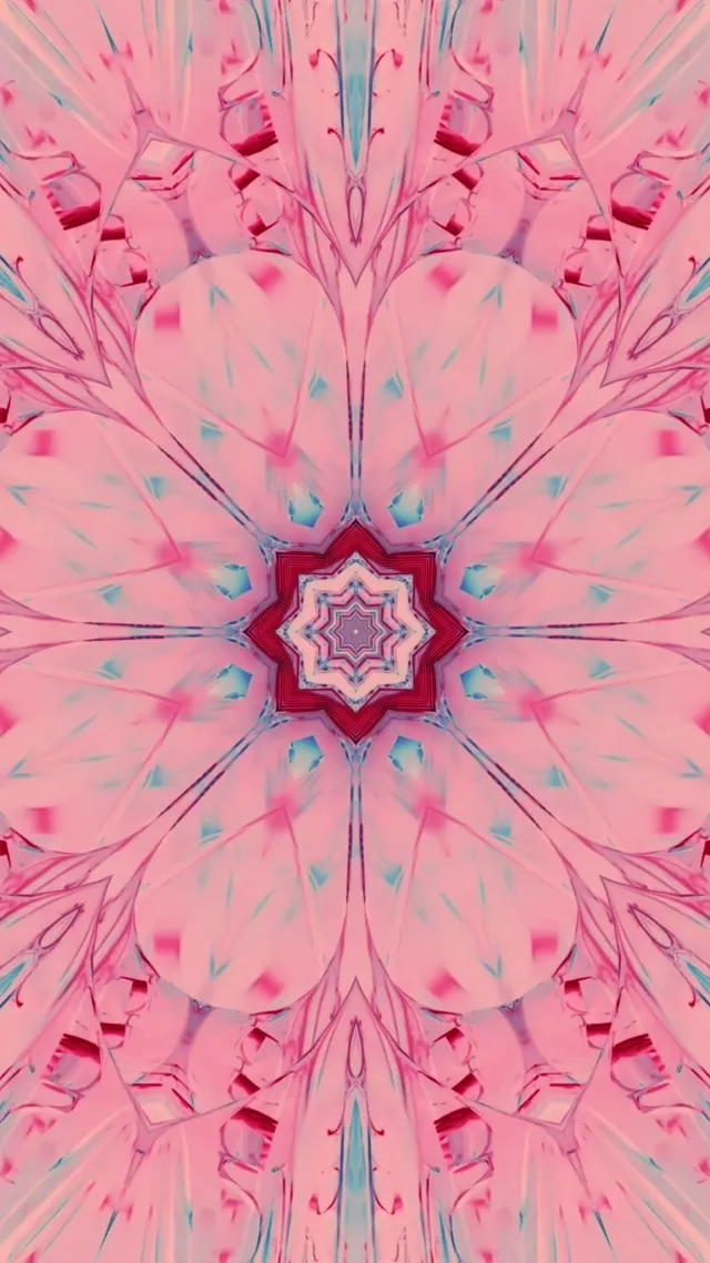 Pink Floral Kaleidoscope Neon Tunnel Vj Loop 9:16 Reels 60fps Screensaver