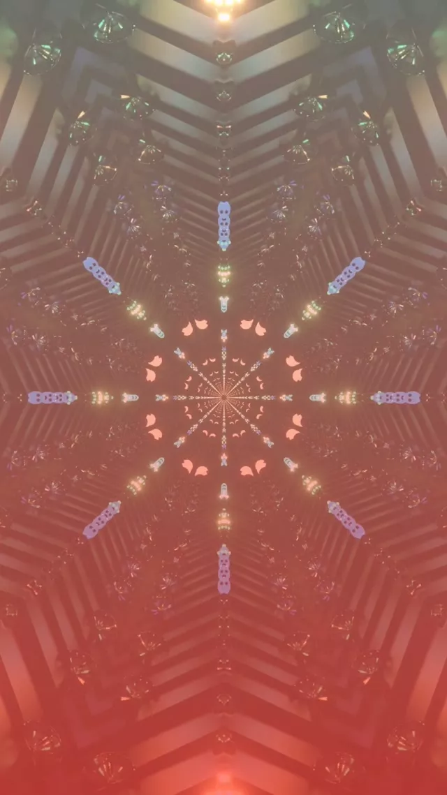 Neonový Tunel Růžový Květinový Kaleidoskop VJ Loop 9:16 Reels 60fps Spořič