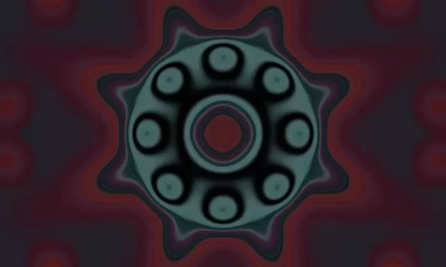 Rotating Teal Gear Neon Tunnel 5:3 Wide 60fps VJLoops Screensaver