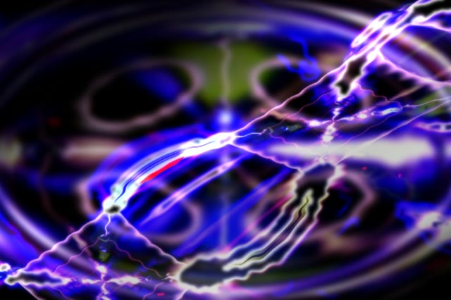 SCHRITT 1: Das Bild zeigt einen visuellen Neon-Tunnel mit leuchtenden blauen und violetten