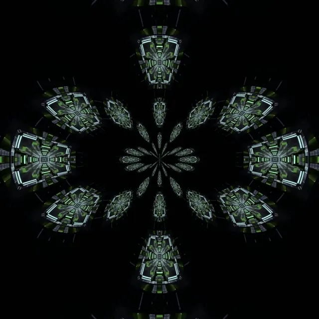 Vj loop Neon Tunnel Green Kaleidoscope Fractal 1:1 Square 60fps Screensaver