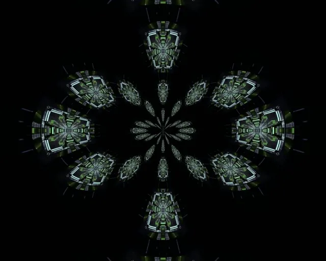 Vj loop Neon Tunnel Grøn Fraktal Kaleidoskop 5:4 industrial 60fps pauseskærm