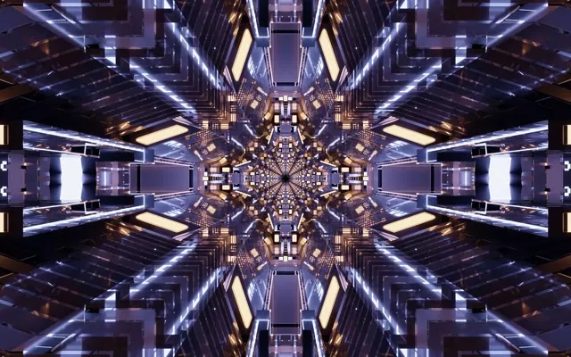 Neon Tunnel Kaleidoscope Sci-Fi Vj Loop 16:10 Macbook 60fps Screensaver