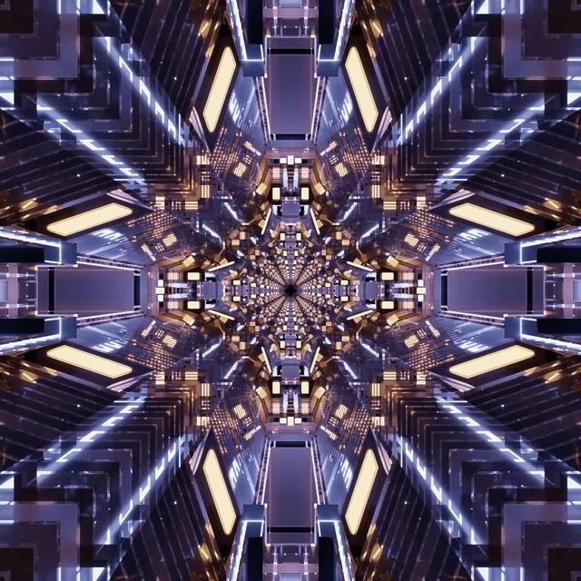 Vj loop Neon Tunnel Kaleidoscope Fractal Burst 1:1 Square 60fps Screensaver