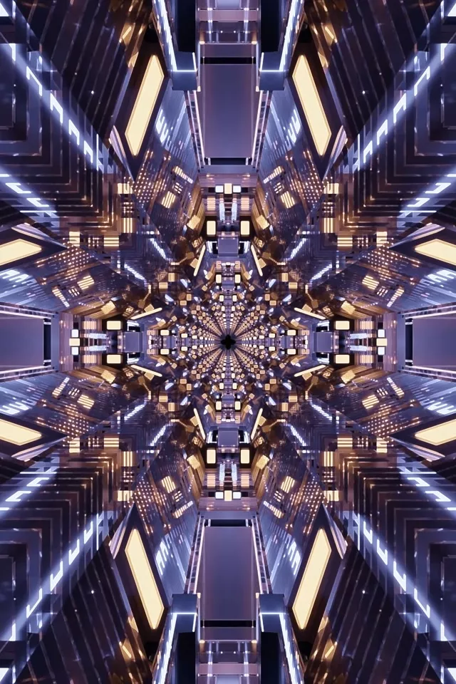 อุโมงค์นีออน Fractal Kaleidoscope VJLoops 2:3 Photo Portrait 60fps Screensaver