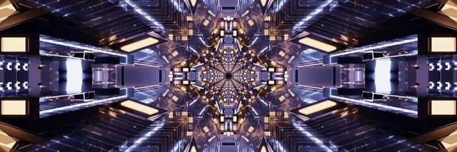 Neon Tunnel Fractal Kaleidoscope Vj Loop 3:1 Triple Wide 60fps Screensaver