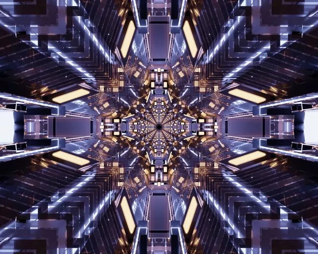 Neon Tunnel Kaleidoscope Burst VJ Loop 5:4 industrial 60fps Screensaver