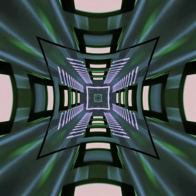 Neon Tunnel Green Square Vortex VJ Loop 1:1 Square 60fps Screensaver