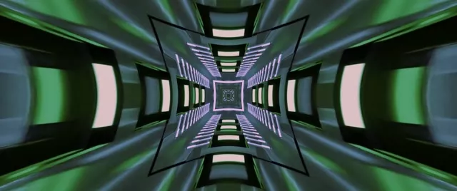 Neon Tunnel Green Cross Kaleidoscope VJ Loop 2.39:1 Cinemascope 60fps Screensaver