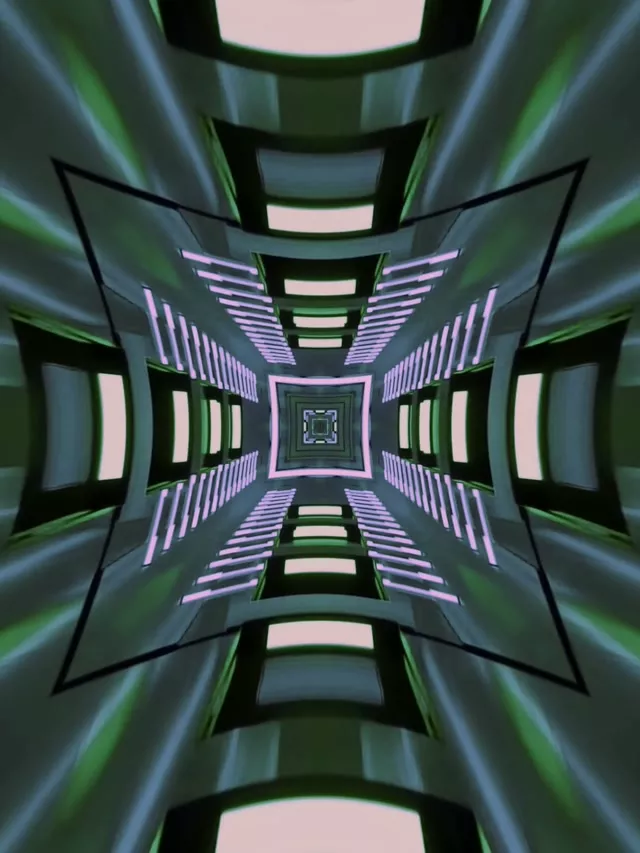 Neon Tunel VJLoops Berde Rosa Karratu Vortizea 3:4 iPad Erretratua 60fps Pantaila-babeslea