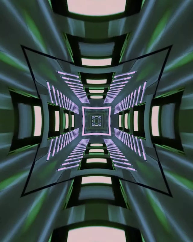 Túnel de Neó VJ Loop | Quadrat Verd Rosa Mirall Vòrtex | 4:5 Instagram 60fps Protector de Pantalla