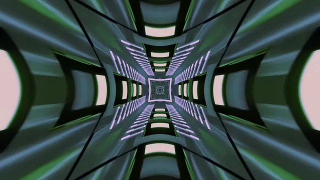 Terowongan Neon Sci-Fi Screensaver PC 4K UHD 60fps VJ Clip