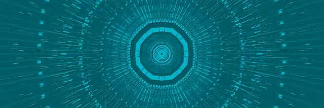 Teal Oktagon Neon Tunnel VJ Loop 3:1 Triple Wide 60fps Pauseskærm