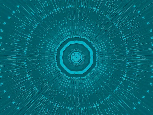 Teal Oktagon Neon Tunnel VJ Loop 4:3 Classic 60fps Pauseskærm