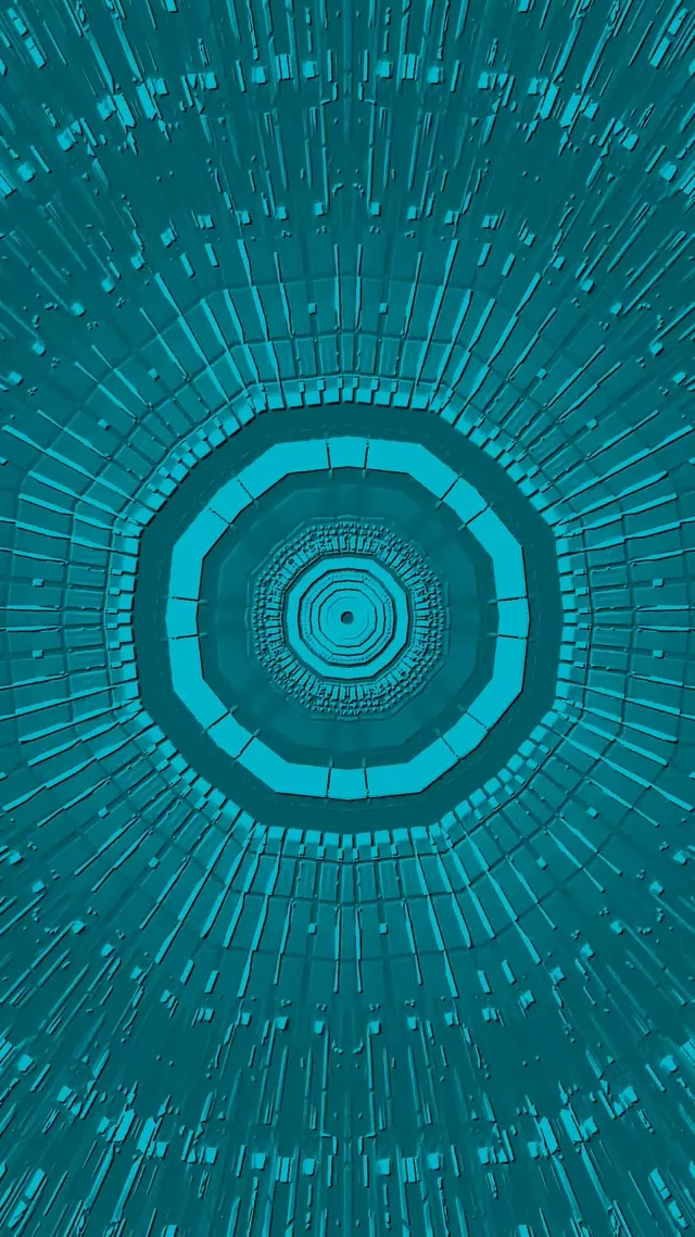 Teal Octagon Neon Tunnel Vj Loop 9:16 Reels 60fps Screensaver