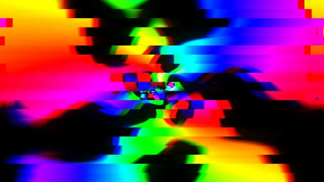 Vibrant 4K glitch art motion background with neon color shifts