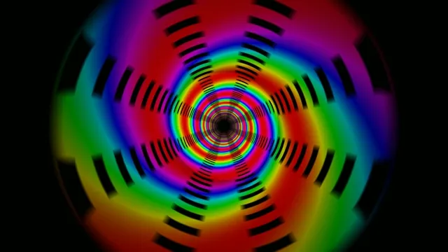 Vibrant 4K rainbow spiral tunnel motion background for broadcast
