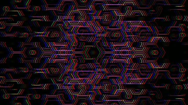 Vibrant neon geometric hexagon 4K UHD motion background loop