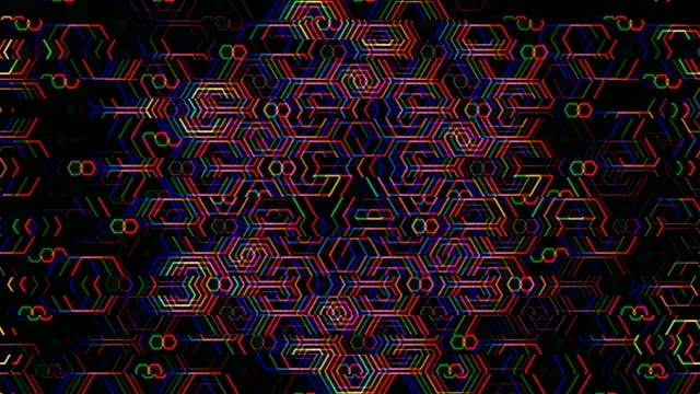Vibrant neon hexagon circuit 4K UHD seamless VJ loop background