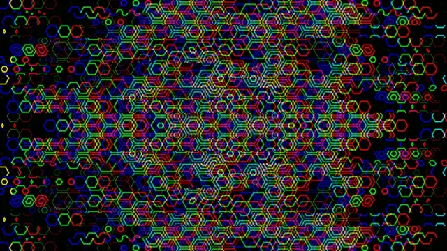 Vibrant neon hexagon pattern 4K motion background for video projects
