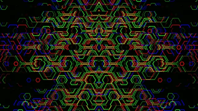 Vibrant neon hexagon pattern 4K seamless loop motion background