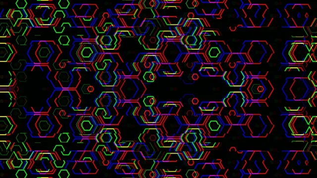 Vibrant neon hexagon pattern 4K UHD motion background loop
