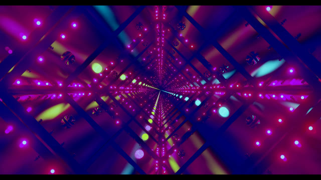 Lebendiger Lila Pink Neon Kaleidoskop Tunnel VJ Loop Abstract Bewegungshintergrund