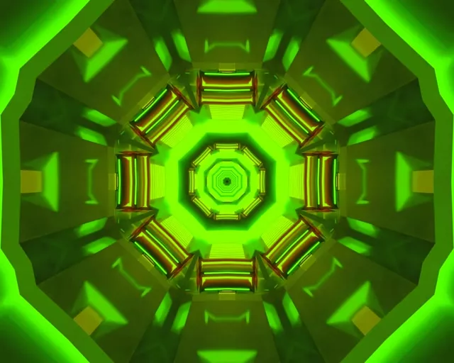 VJLoops Tunel Neon Caleidoscop Octagon Verde 5:4 industrial 60fps Screensaver