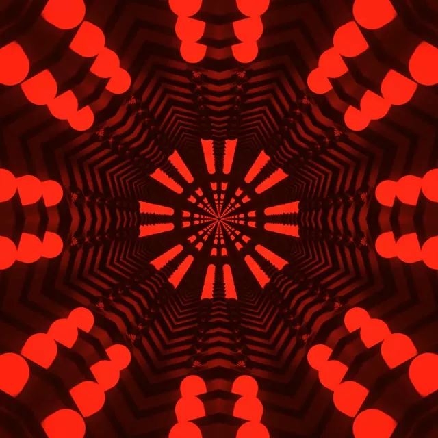 VJ Loop Túnel Neón Vermello Caleidoscopio Fractal 1:1 Cadrado 60fps Protector de Pantalla