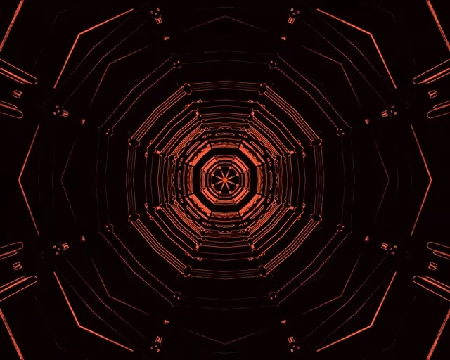 VJLoops Neon Tunel Gorri Oktogono Vortizea 5:4 industrial 60fps Pantaila-babeslea