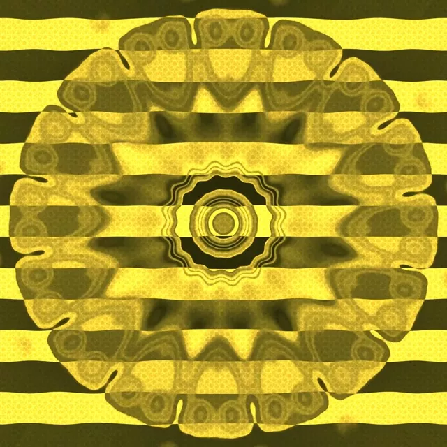 Vj loop Túnel de Neó Mandala Ratlles Groc Negre 1:1 quadrat 60fps protector de pantalla