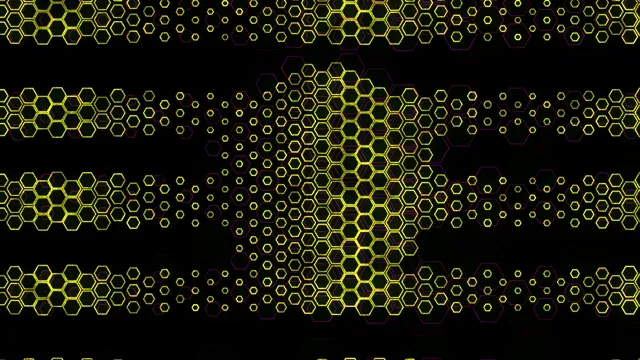 Yellow Hexagon Grid Animation on Black Background