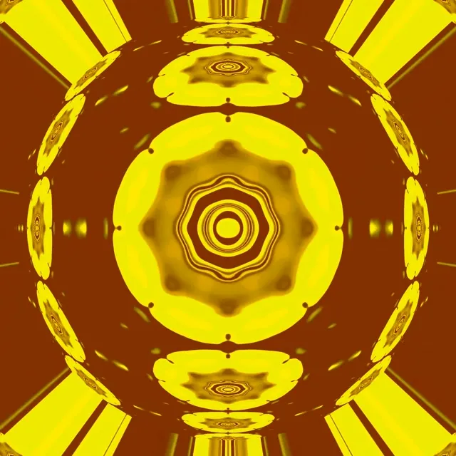 Neon Tunnel Golden Mandala Wheel Screensaver VJ Loop 1:1 Square 60fps