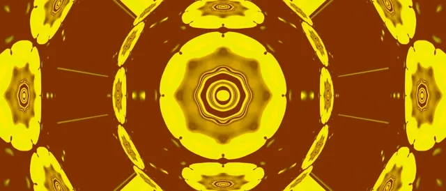 Neon Tunnel Golden Mandala Kaleidoscope VJ Loop 21:9 Ultrawide 60fps Screensaver